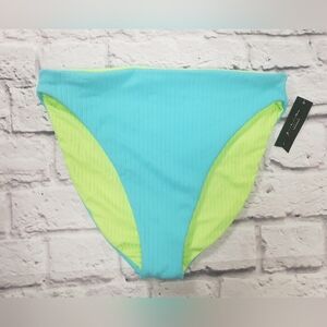 NEW Ambrielle Swimwear Women's Size Large Reversible Bikini Bottom Blue & Green